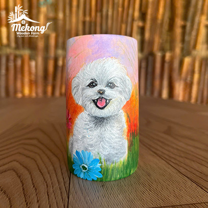 Bamboo cup with painted pattern #lLT00122